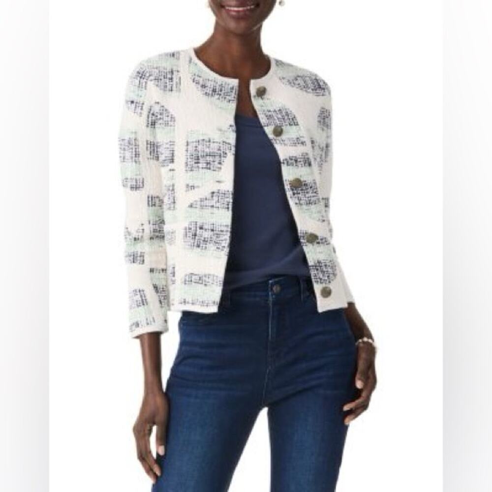 Nic+Zoe Circle Sequence knit 3/4 sleeve five button jacket size MP
 b60